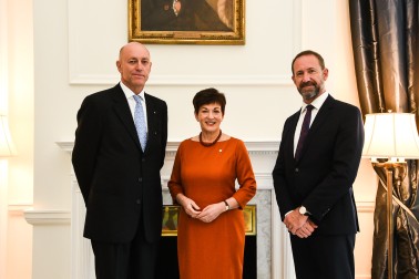 Dame Patsy and Hon Andrew Little with HE Mr Mark Holowesko, High Commissioner of the Commonwealth of the Bahamas