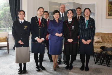 Dame Patsy and Sir David with this year's winners of Pukaki Awards
