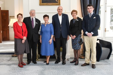 Dame Patsy and Sir David with members of the official party