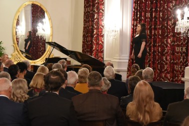 Michaela Cadwgan performing in the ballroom