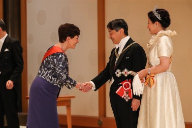 Dame Patsy meeting Emperor Naruhito and Empress Masako