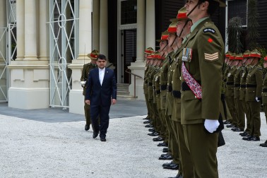 HE Dr Mohammad Reza Mofatteh inspecting the Guard of Honour