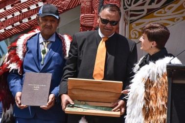 Dame Patsy presented Richard Tumarae with a mere