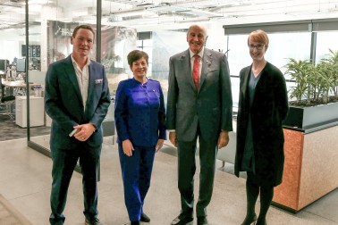 Image of Dame Patsy and Sir David with At Tourism New Zealand with CEO Stephen England-Hall and GM NZ and Government Relations Billie Hall 