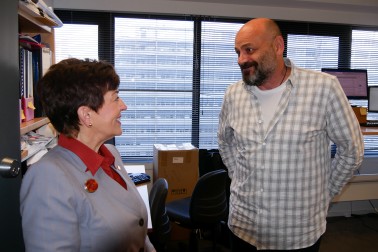 Image of Dame Patsy meeting Meeting Marketing and Communications Director Thierry Pannetier