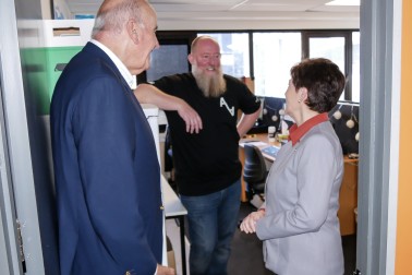 Image of Dame Patsy meeting Technical Manager Nick Tomlin