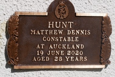 The plaque for Constable Matthew Hunt