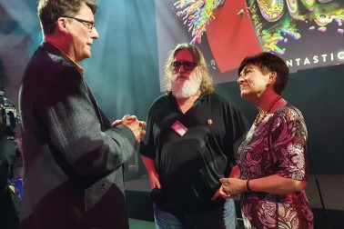 Dame Patsy Reddy, Sir Richard Taylor and Gabe Newell