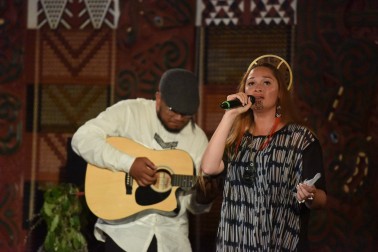 Maisy Rika performing her song about the Whakaari eruption