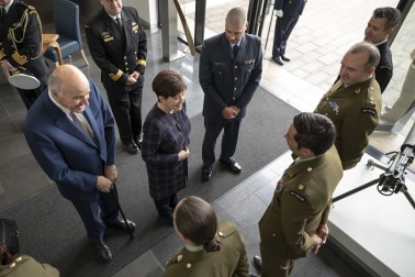 Image of Dame patsy and Sir David meeting NZ staff and students at the Australian Defence College