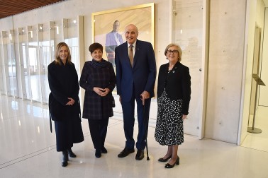 Image of Dame Patsy and Sir David with Gallery Director Karen Quinlan and Australian High Commissioner to New Zealand HE Patricia Forsythe
