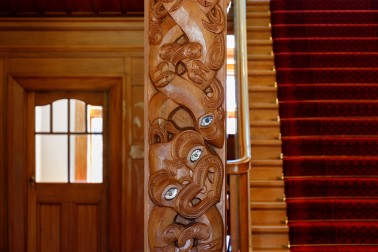 Image of one of the pou carved under the supervision of Sir Paul Reeves