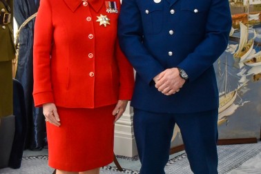 Dame Patsy with recipient Constable Scott Higby