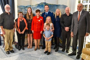 Dame Patsy Reddy and Sir David Gascoigne with Provisional Sergeant Brett Anthony Neal and his family