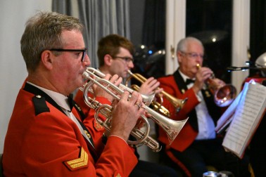 Members of the Royal New Zealand Artillery Band playing at Government House Auckland