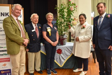 Dame Cindy and Dr Davies were presented with an 'Aotearoa' bush rose
