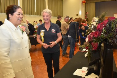 Dame Cindy with Jannene Alexander, convener of the National Rose Show