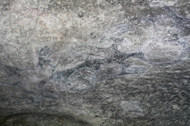 An ancient Māori rock art image of a taniwha