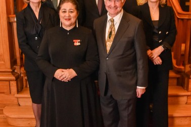 Dame Cindy Kiro and Dr Richard Davies with the attending Chief Justices