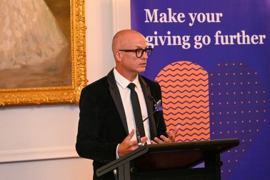 Arron Perriam, Executive Director of Community Foundations of NZ, addressing the gathering