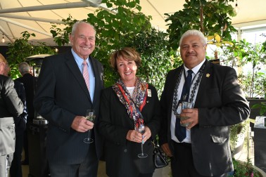 Sir Don McKinnon, Niamh McMahon and Keu Mataroa
