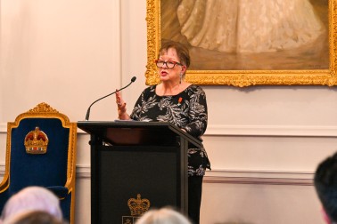Dame Carolyn Henwood, founding trustee of TACT, delivering her speech
