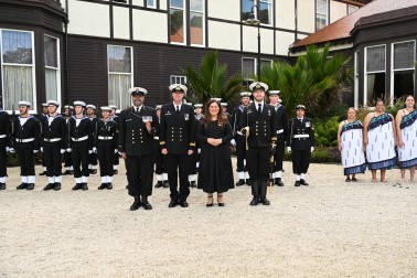 Dame Cindy with the honour guard