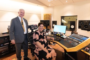 Dame Cindy and Dr Davies in the recording studio at SM Entertainment
