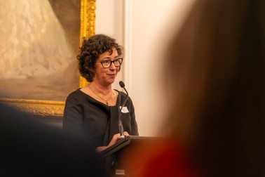 Sue Wootton, 2019 Katherine Mansfield Menton Fellow, addressing the gathering