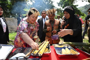 Traditional food cooked in bamboo
