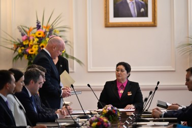 Christopher Luxon being sworn in as Prime Minister