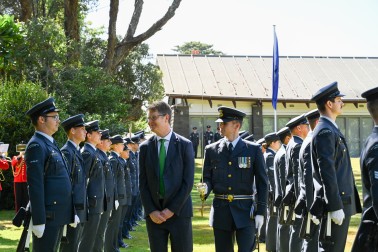 HE Mr Lawrence Meredith inspecting the Guard of Honour