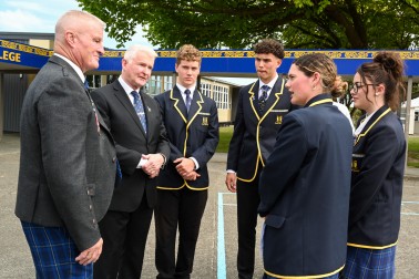 Principal Andy Fraser and Ōtaki College students