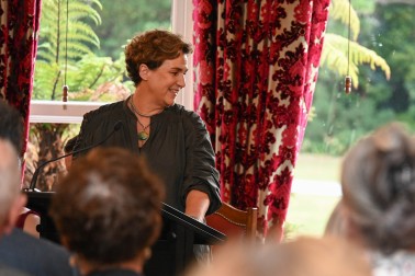 Sarah Kemp, Chair of the Tāwhiri Board, addresses the audience
