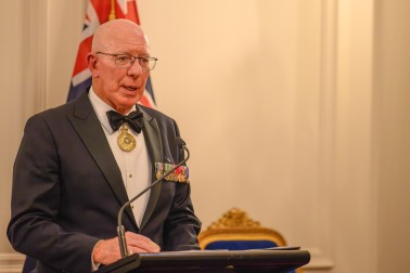 His Excellency General the Honourable David Hurley AC DSC (Retd), the Governor-General of Australia, delivers his address