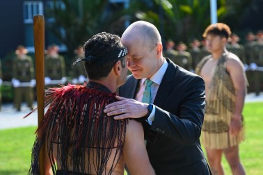 HE Mr Arto Haapea, Ambassador of Finland greeting a member of the cultural party