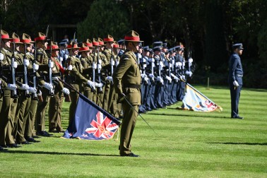 The Guard of Honour during the Australian National Anthem