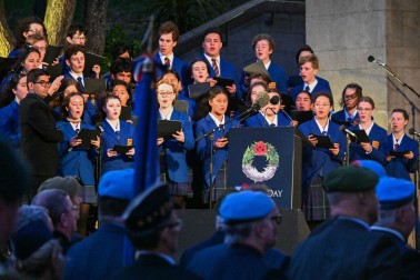 The Tawa College Choir performing during the service