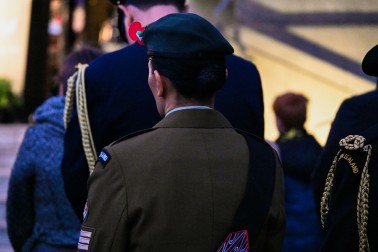 A member of the NZ Army in reflection