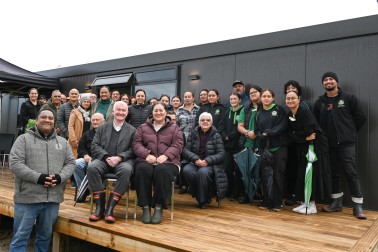 Their Excellencies and Te Karaka residents at the opening of the Evacuation Centre