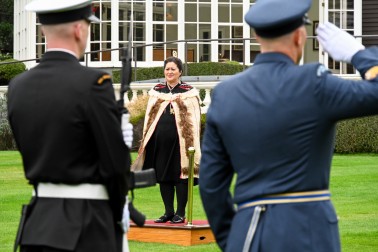 Dame Cindy receives the vice-regal salute