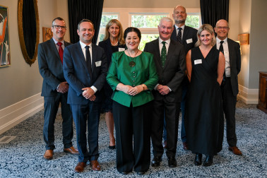 Dame Cindy and Dr Davies with the leaders of the Aotearoa Circle
