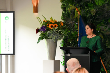 Dame Cindy reads a message from His Majesty King Charles III