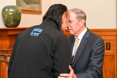 Ambassador Udall receives a hongi