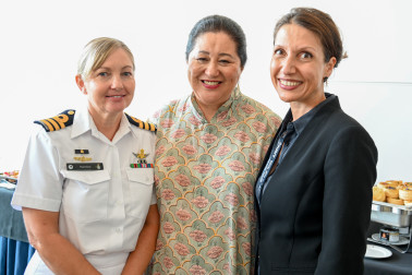 Dame Cindy with Commander Paula Dacey and Tara Satyanand