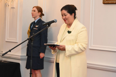 Dame Cindy delivering her speech
