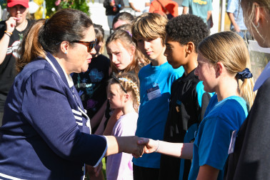 Dame Cindy meeting one of the tamariki at the Centre