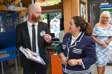 Dame Cindy with Nat, a learning facilitator at the Centre