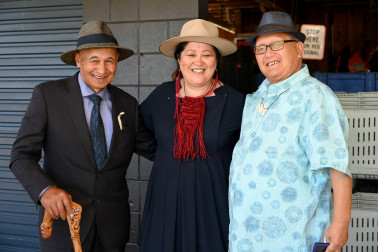 Dame Cindy with Wikitoria Te Whata and Albert Tana