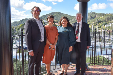 Dame Cindy and Dr Davies with Dr Joost de Bruin and Larissa McMillan